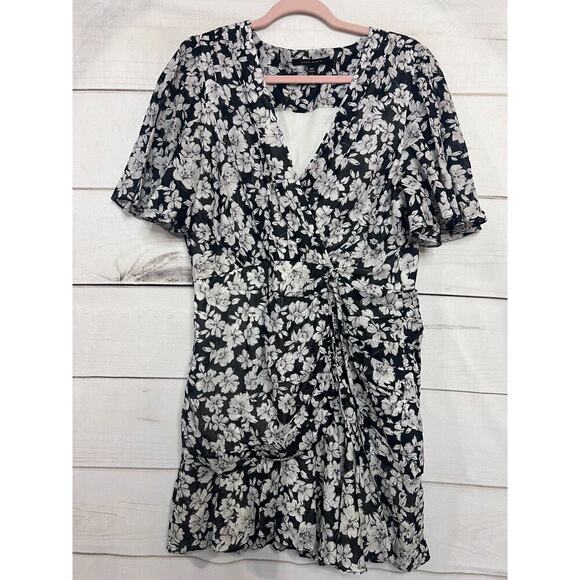 Alex Marie Dress Black White Floral Size 14p Ruffles - Picture 1 of 5